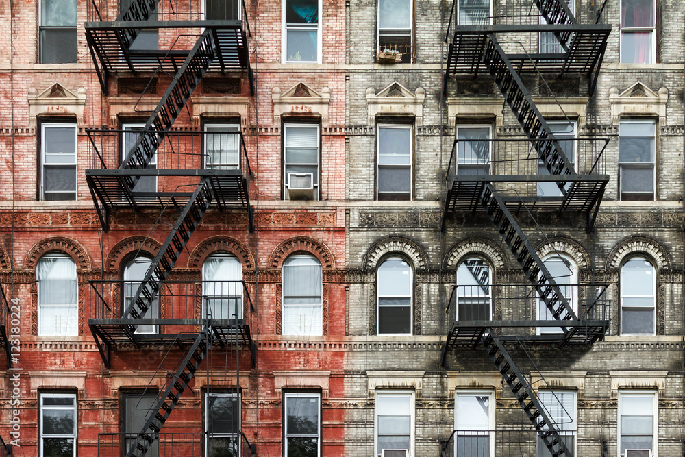 Old Brick Apartment Buildings in Manhattan